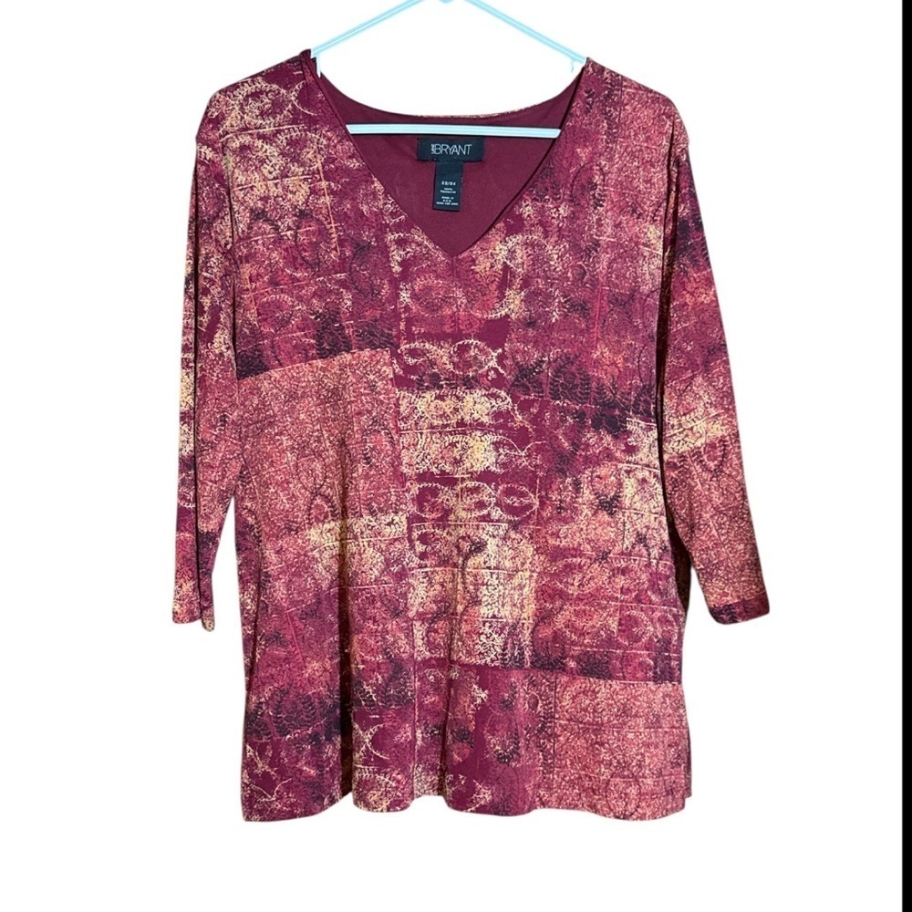 Lane Bryant Women's Red Patterned Top Size 22/24